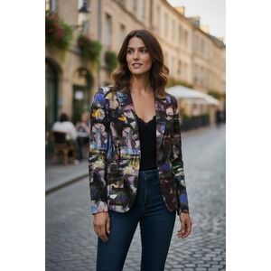 Escada Bakula Abstract Geometric Print Blazer Multi Color Size 38 Slovenia